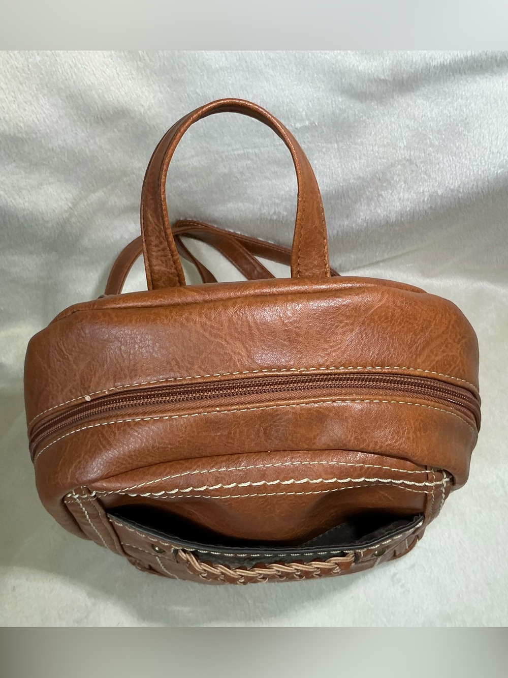 B.O.C. Mini Light Brown Vegan Leather Backpack - Picture 6 of 10